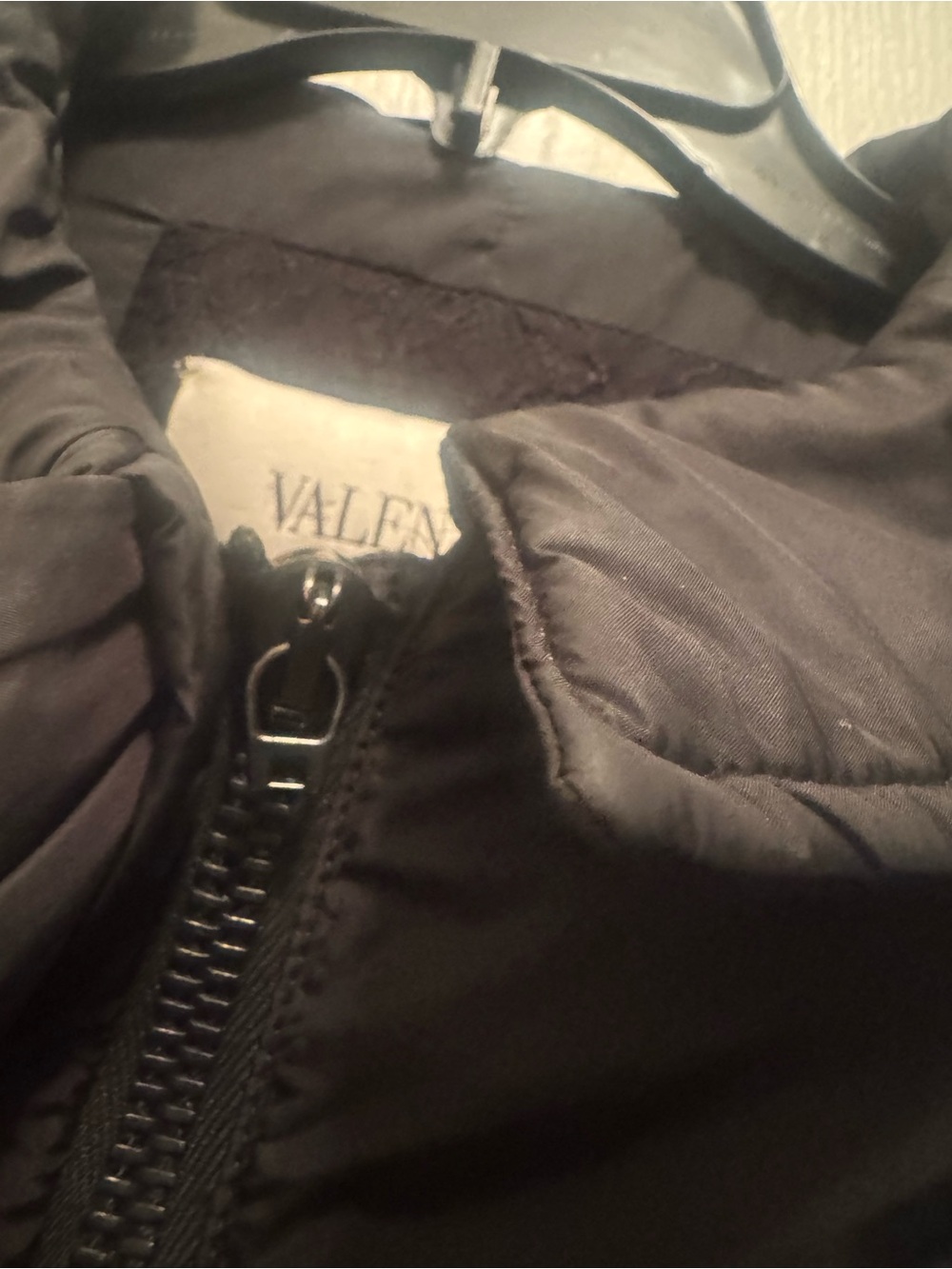Valentino Black Ruffled Front Puffer Jacket - Picture 3 of 7